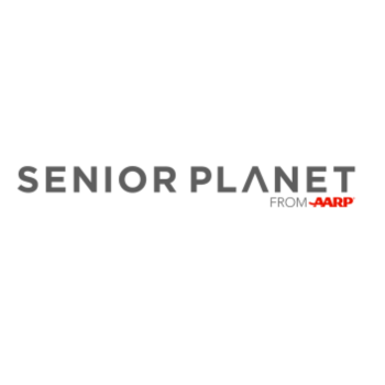 Senior Planet text with AARP logo