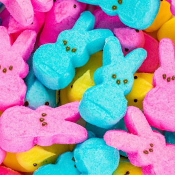 Pink, yellow, and blue Peeps